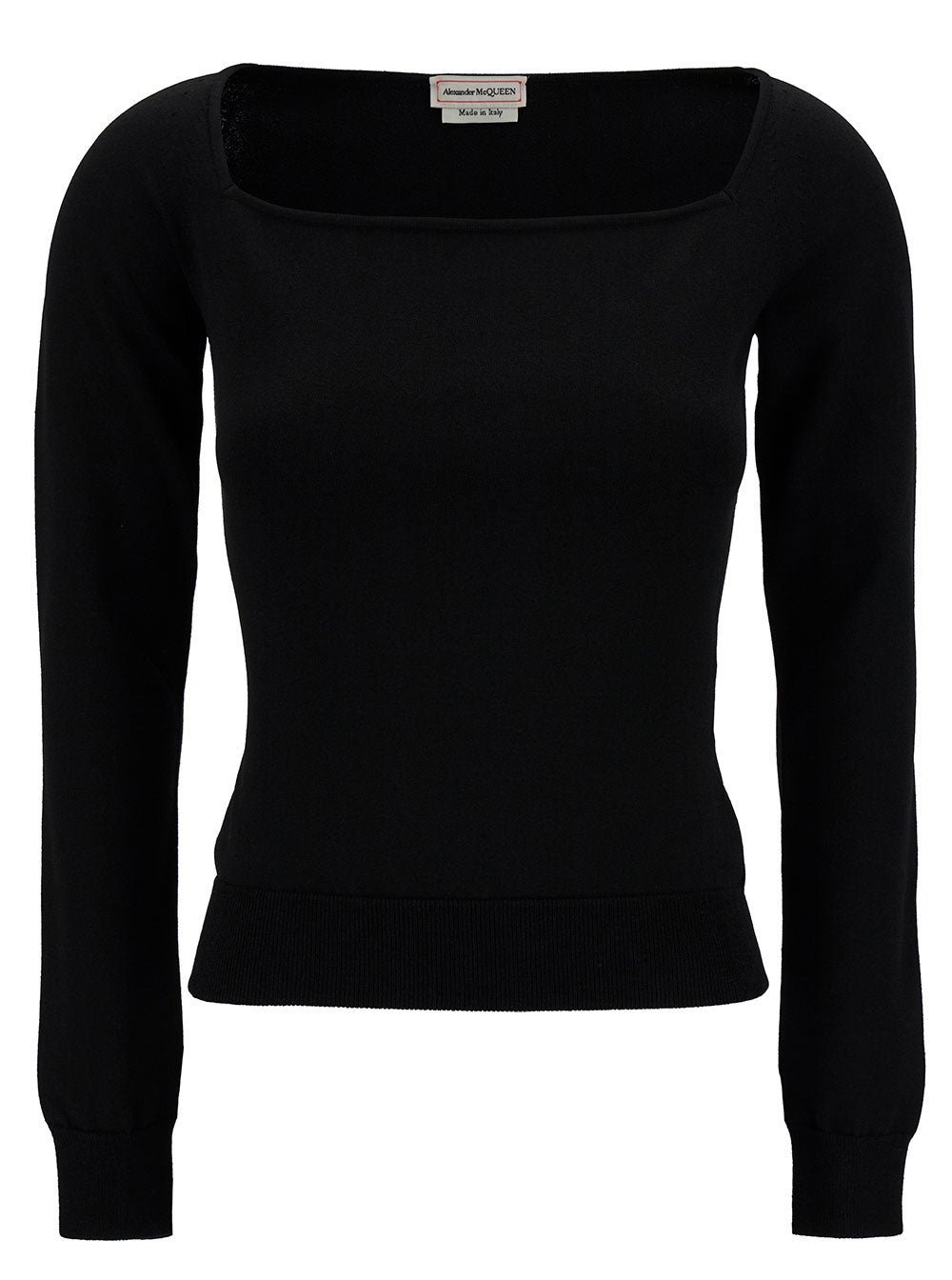 Alexander Mcqueen Women Black Top With Square Neckline In Viscose Blend Woman ALEXANDER MCQUEEN