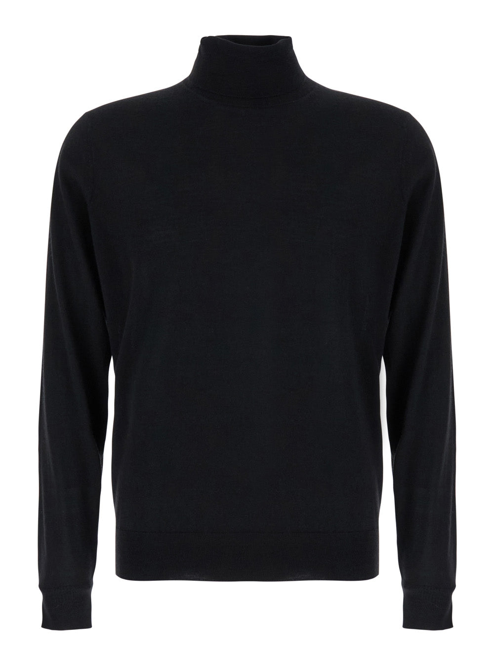 Leplain Men Turtleneck Sweater With Long Sleeves In Merino Wool And Black Silk For Men LEPLAIN