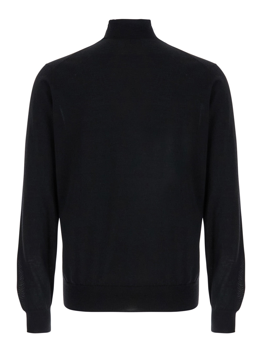 Leplain Men Turtleneck Sweater With Long Sleeves In Merino Wool And Black Silk For Men LEPLAIN
