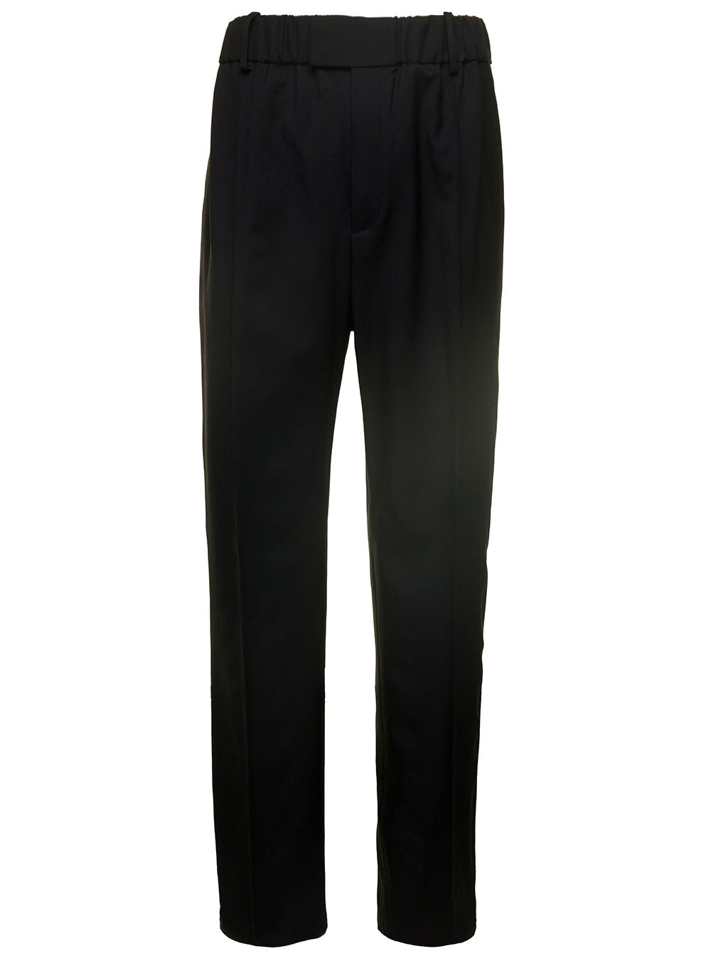 Bottega Veneta Women Black Straight Trousers With Coulisse At Waistline In Wool Twill Woman BOTTEGA VENETA