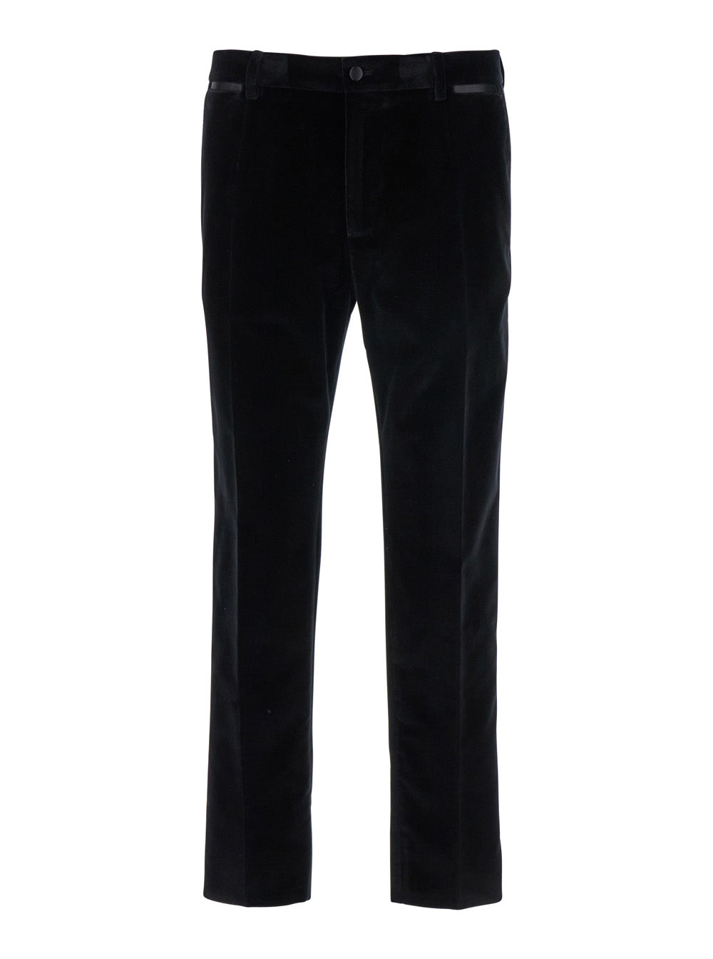 Dolce & Gabbana Men Black Pants With Belt Loops In Velvet Stretch Man DOLCE & GABBANA