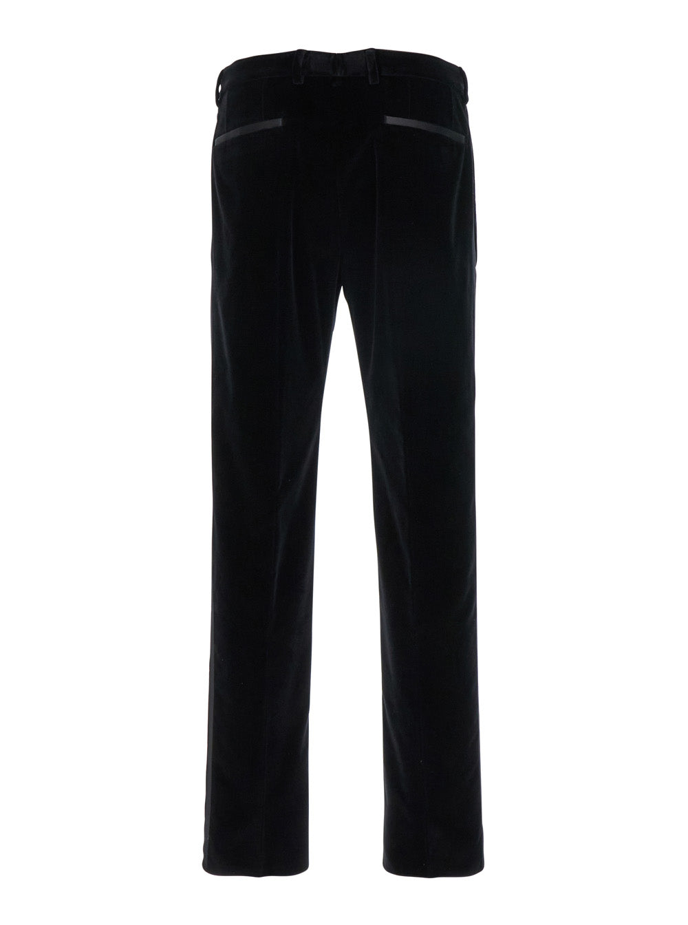 Dolce & Gabbana Men Black Pants With Belt Loops In Velvet Stretch Man DOLCE & GABBANA