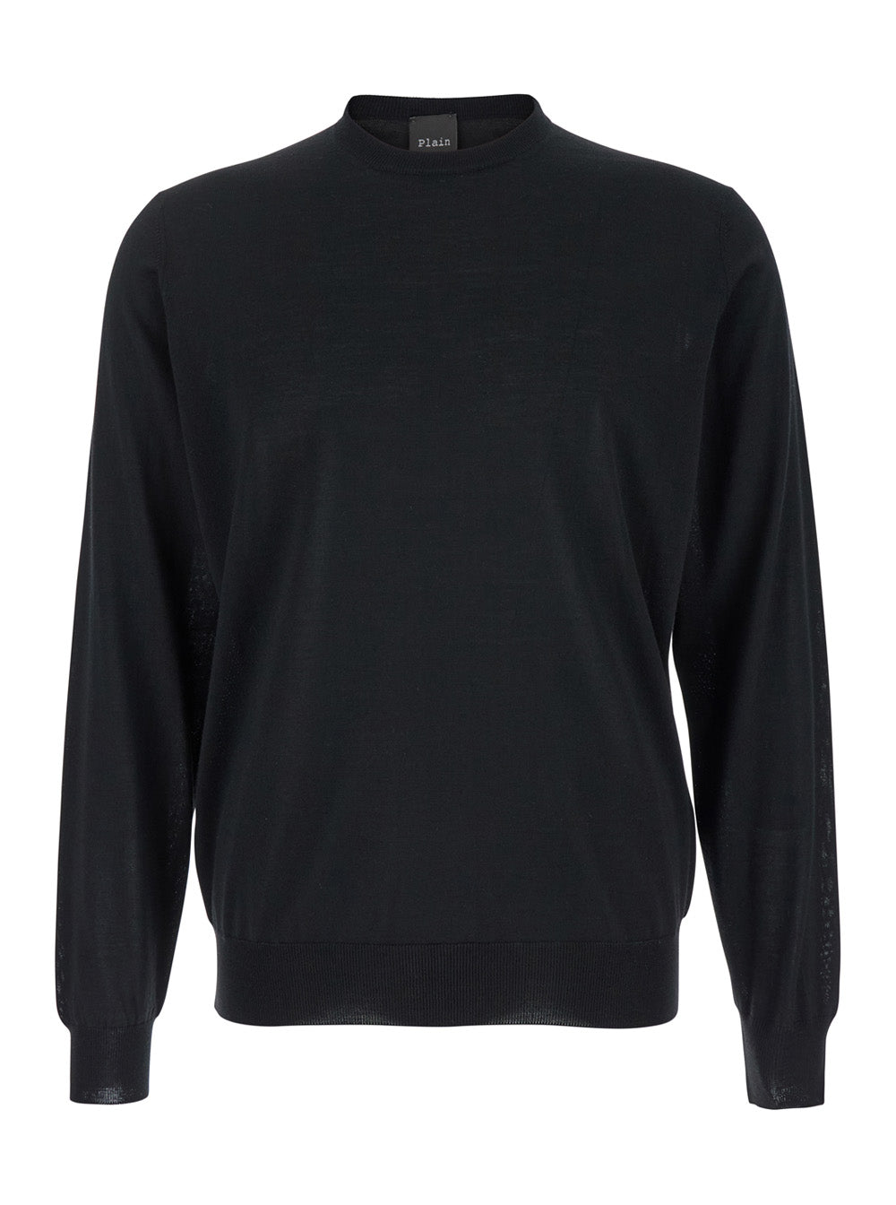 Leplain Men Crew Neck Sweater With Long Sleeves And Ribbed Finishes In Black Wool For Men LEPLAIN