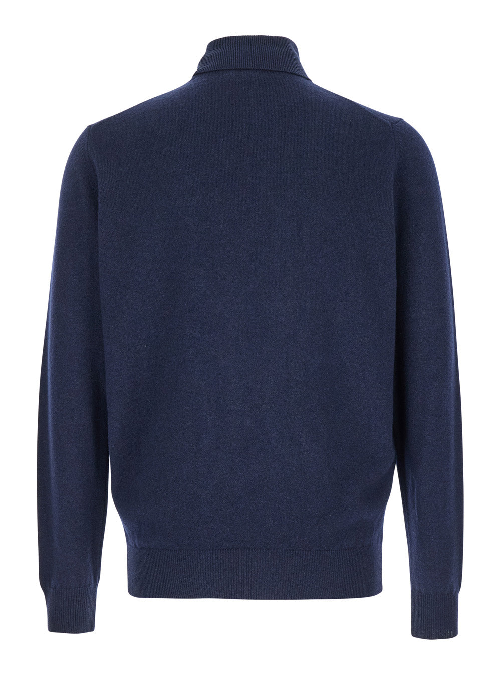 Leplain Men Turtleneck Sweater With Long Sleeves In Merino Wool And Silk Blend Blue Men LEPLAIN