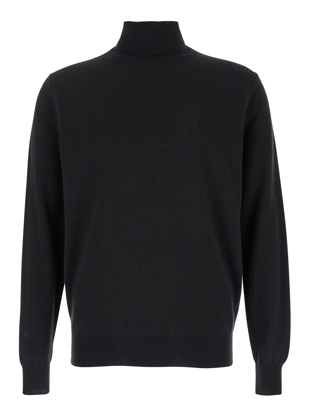 Leplain Men Turtleneck Sweater With Long Sleeves In Merino Wool And Black Silk For Men LEPLAIN
