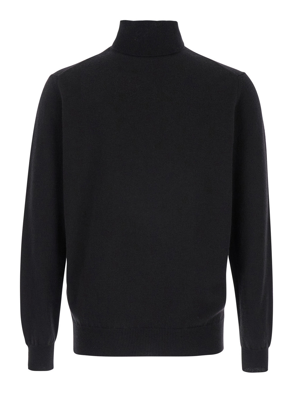 Leplain Men Turtleneck Sweater With Long Sleeves In Merino Wool And Black Silk For Men LEPLAIN