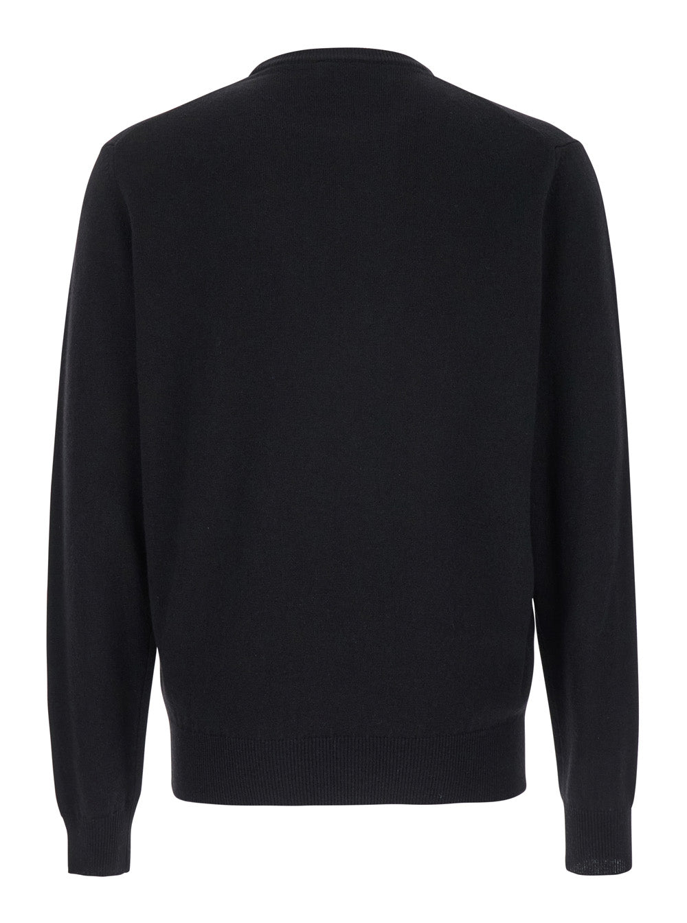 Leplain Men Crew Neck Sweater With Long Sleeves In Merino Wool And Black Silk For Men LEPLAIN