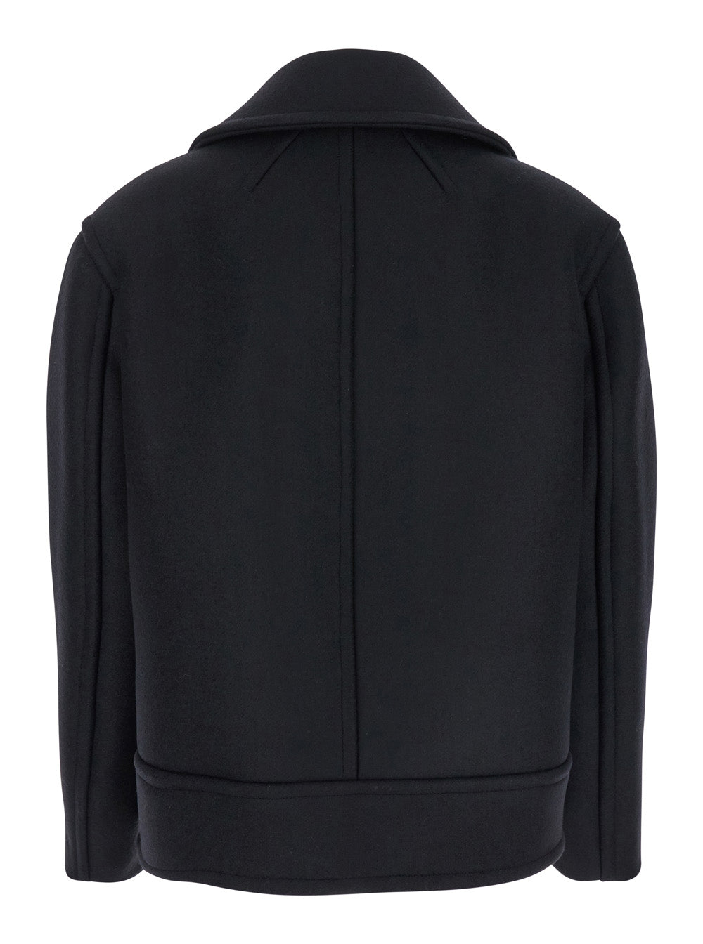Saint Laurent Women Black Double-Breasted Coat With Classic Wide Revers In Wool Woman SAINT LAURENT