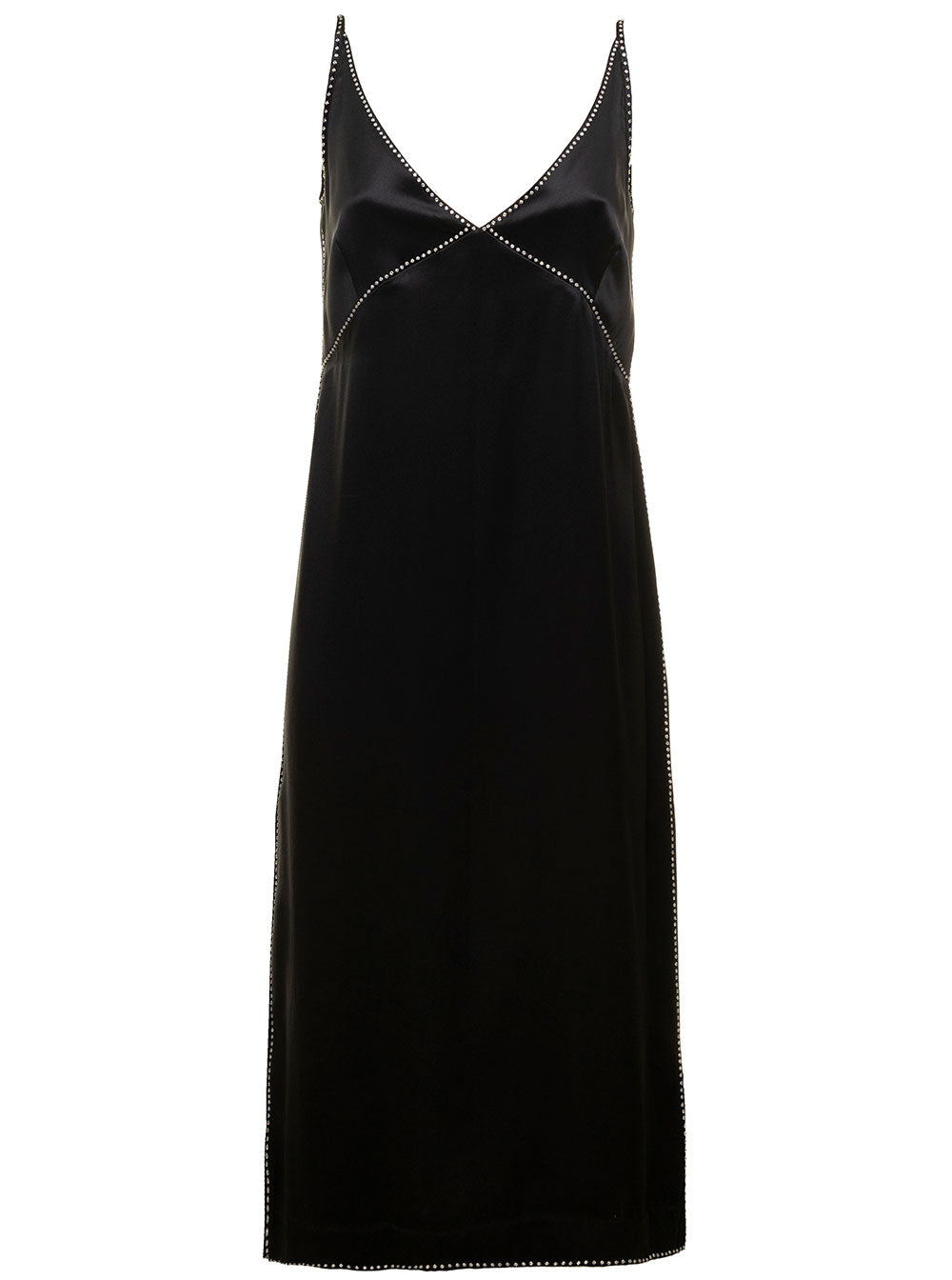 Dries Van Noten Women Black Dana Slip Dress With Sequin Embellishment In Satin Woman DRIES VAN NOTEN