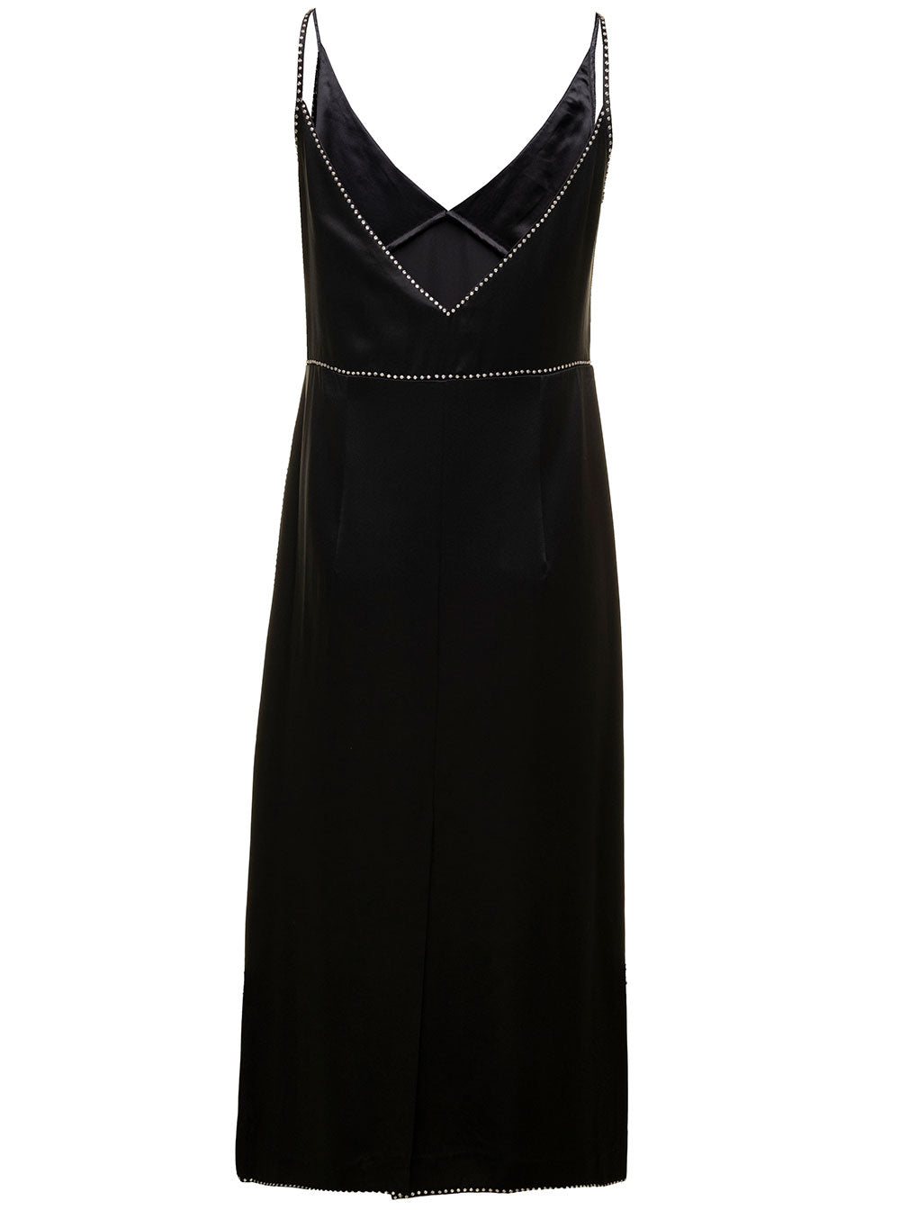 Dries Van Noten Women Black Dana Slip Dress With Sequin Embellishment In Satin Woman DRIES VAN NOTEN