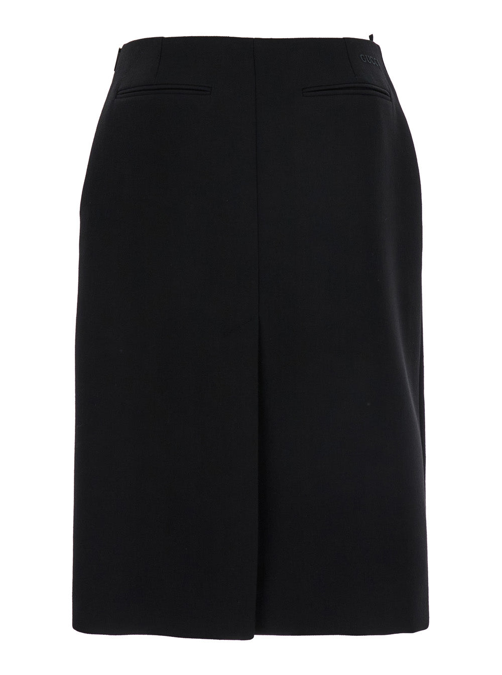 Gucci Women Black High Waist Skirt With Logo Lettering On Waist And Zip Puller In Wool Woman GUCCI
