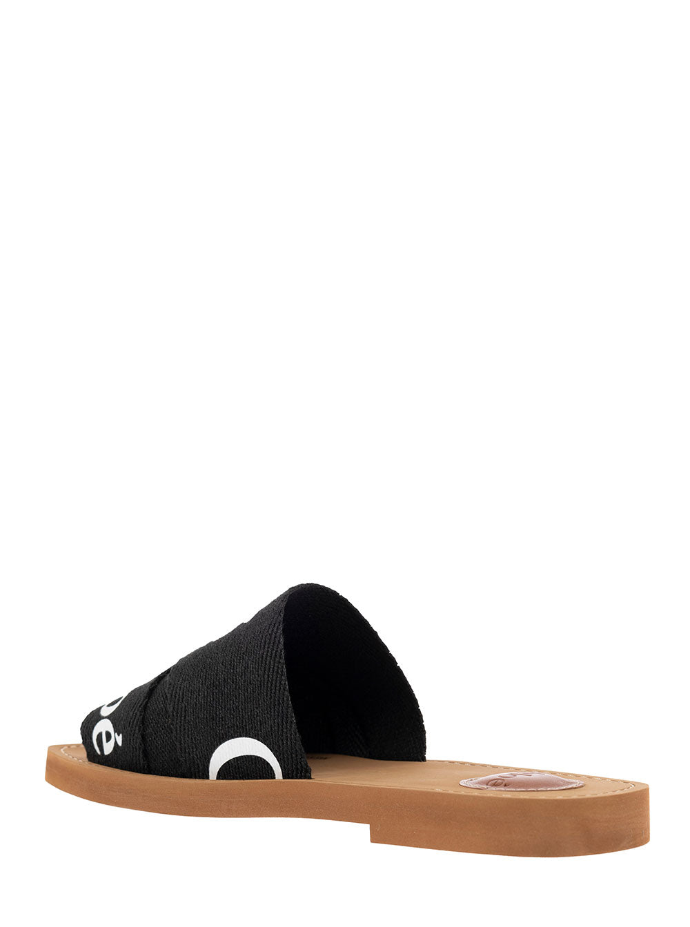 Chloé Women Chloé Woman's Black Canvas Sandals With Logo CHLOE