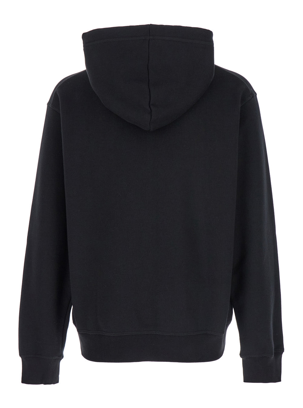 Dsquared2 Men Black Hoodie With Drawstring Hood And Maxi Logo Print On The Front In Cotton Man DSQUARED2