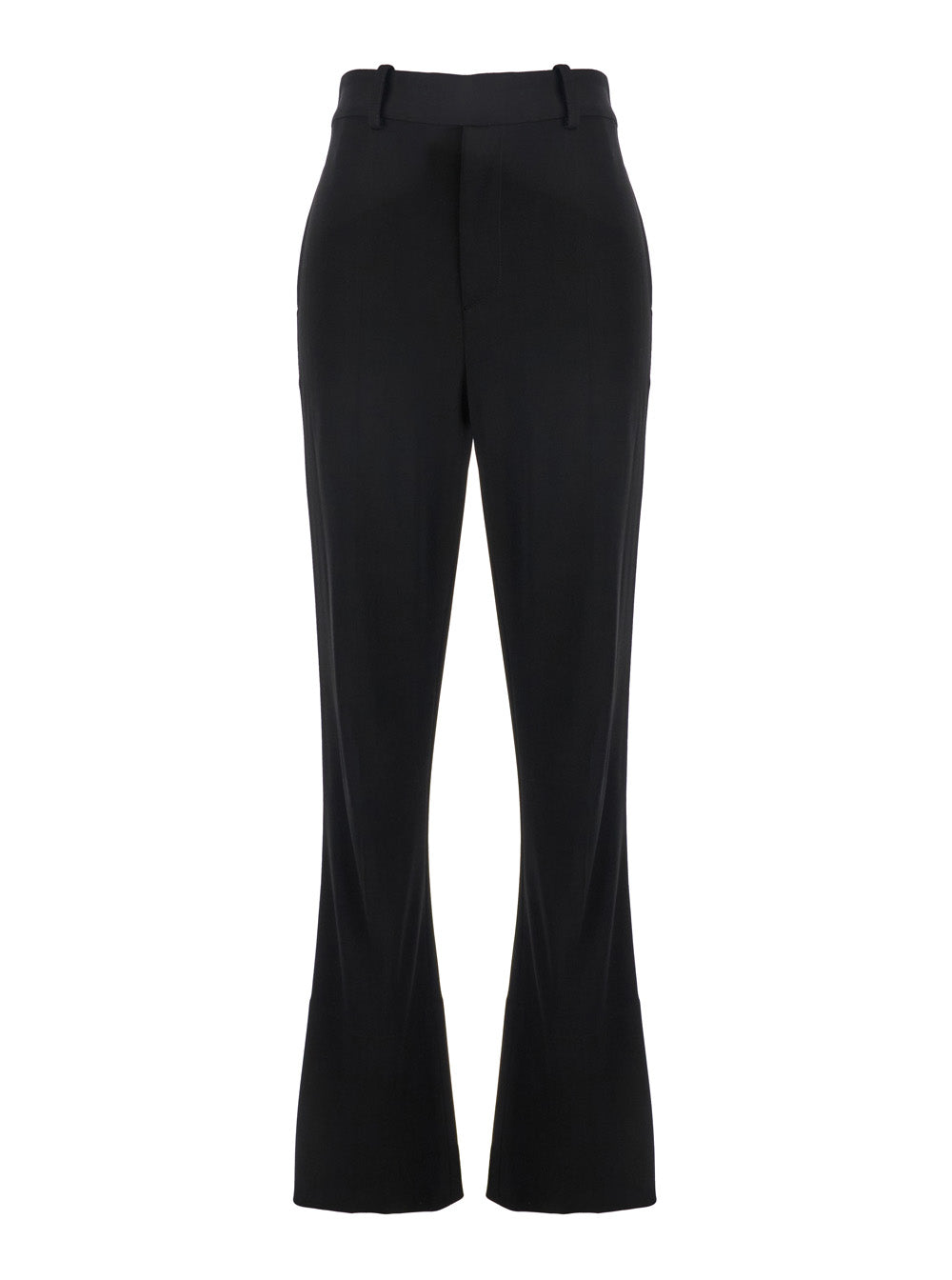 Bottega Veneta Women Black Flared Pants With Belt Loops In Viscose Blend Woman BOTTEGA VENETA