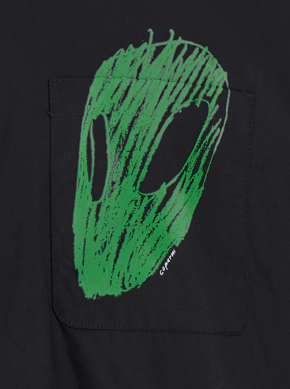 Coperni Men Black Shirt With Classic Collar And Print On The Front In Cotton Man COPERNI
