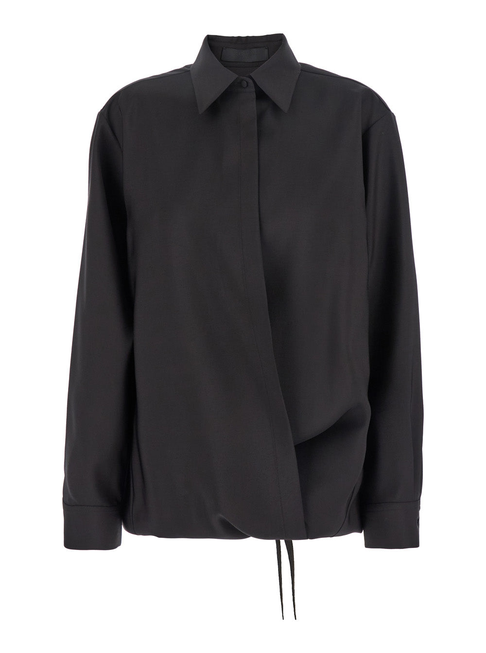 Valentino Women Black Shirt With Hidden Front Closure In Wool Blend Woman VALENTINO