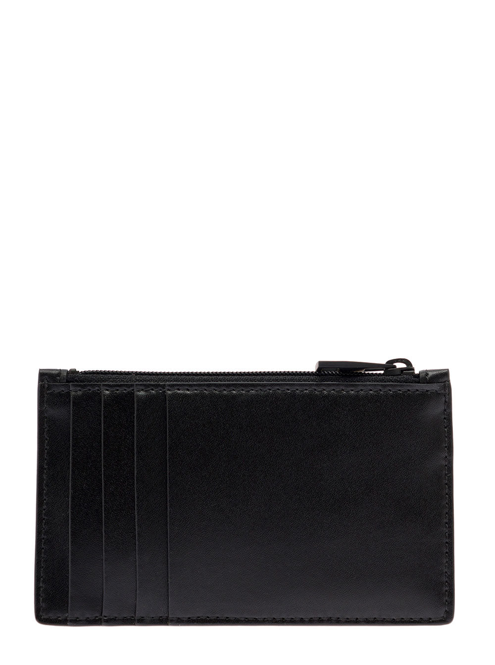 Alexander Mcqueen Men Black Card-Holder With Contrasting Graffiti Logo In Smooth Leather Man ALEXANDER MCQUEEN