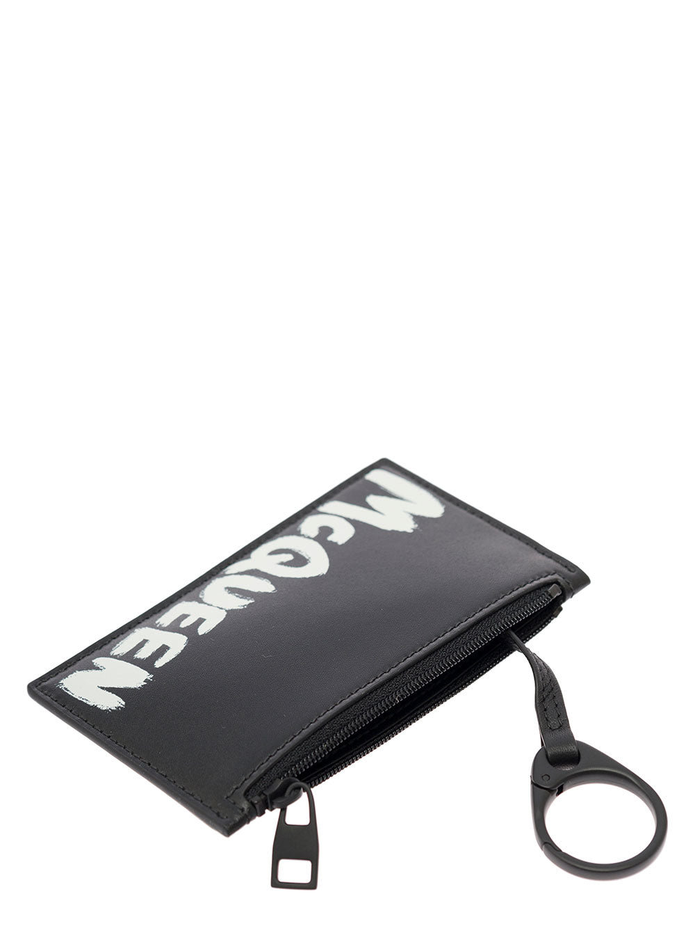 Alexander Mcqueen Men Black Card-Holder With Contrasting Graffiti Logo In Smooth Leather Man ALEXANDER MCQUEEN