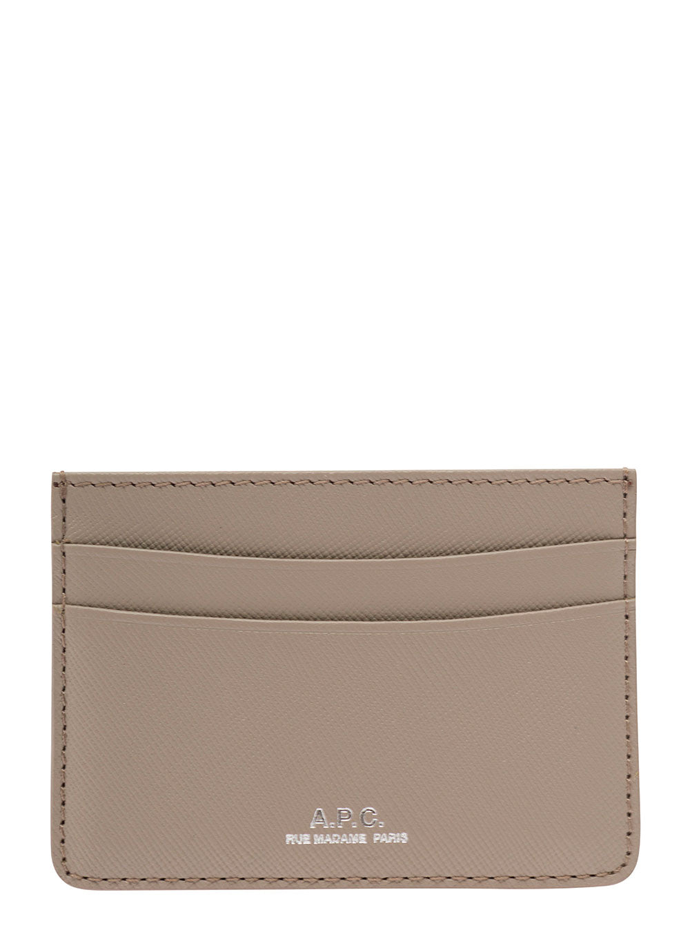 A.P.C. Men Grey Card Holder With Logo In Hammered Leather Woman A.P.C.