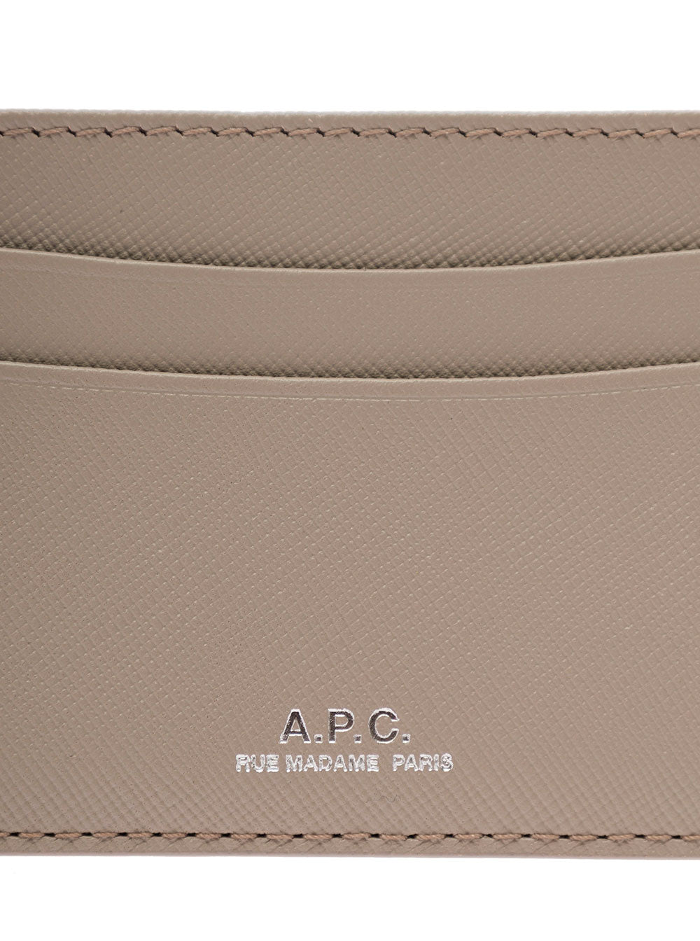 A.P.C. Men Grey Card Holder With Logo In Hammered Leather Woman A.P.C.