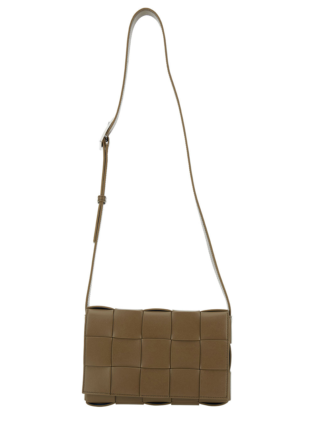 Bottega Veneta Men 'Medium Casette' Brown Crossbody Vag With Intreccio Motif In Leather Man BOTTEGA VENETA