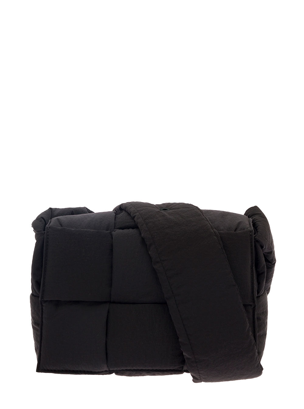 Bottega Veneta Men Black Shoulder Bag With Intreccio Motif In Nylon Man BOTTEGA VENETA