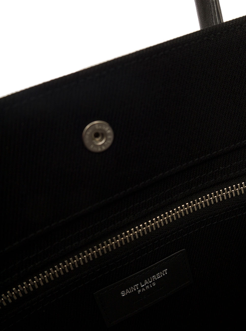 Saint Laurent Men 'Big Rive Gauche' Black Tote Bag With Contrasting Logo Print In Cotton Man SAINT LAURENT