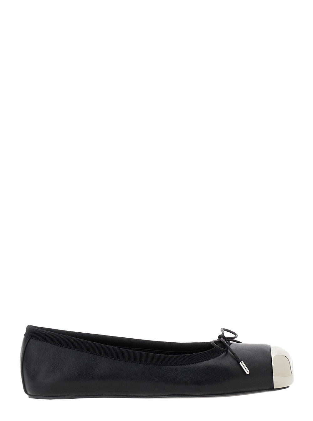 Alexander Mcqueen Women Black Ballet Flats With Metallic Toe In Smooth Leather Woman ALEXANDER MCQUEEN