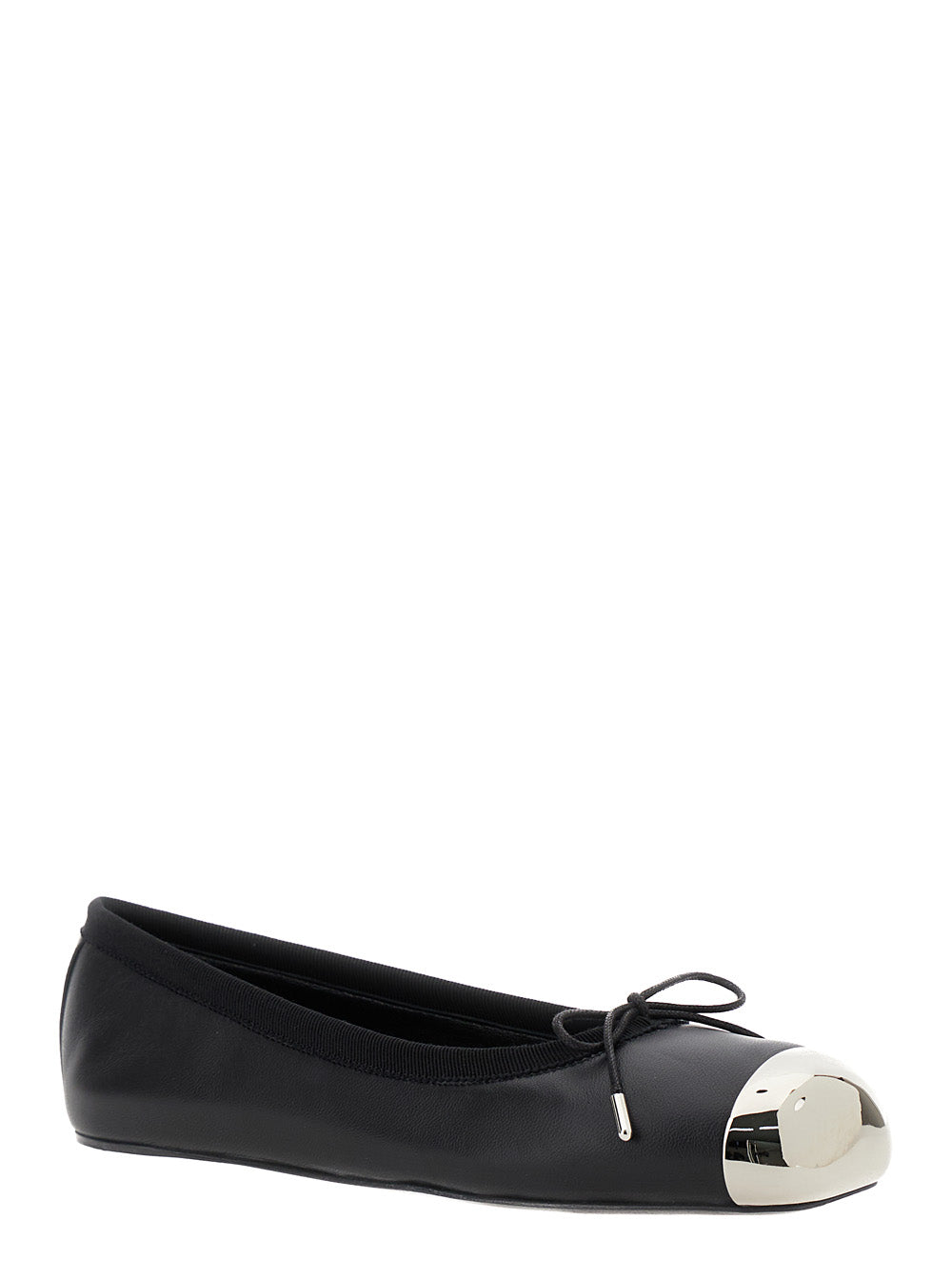 Alexander Mcqueen Women Black Ballet Flats With Metallic Toe In Smooth Leather Woman ALEXANDER MCQUEEN
