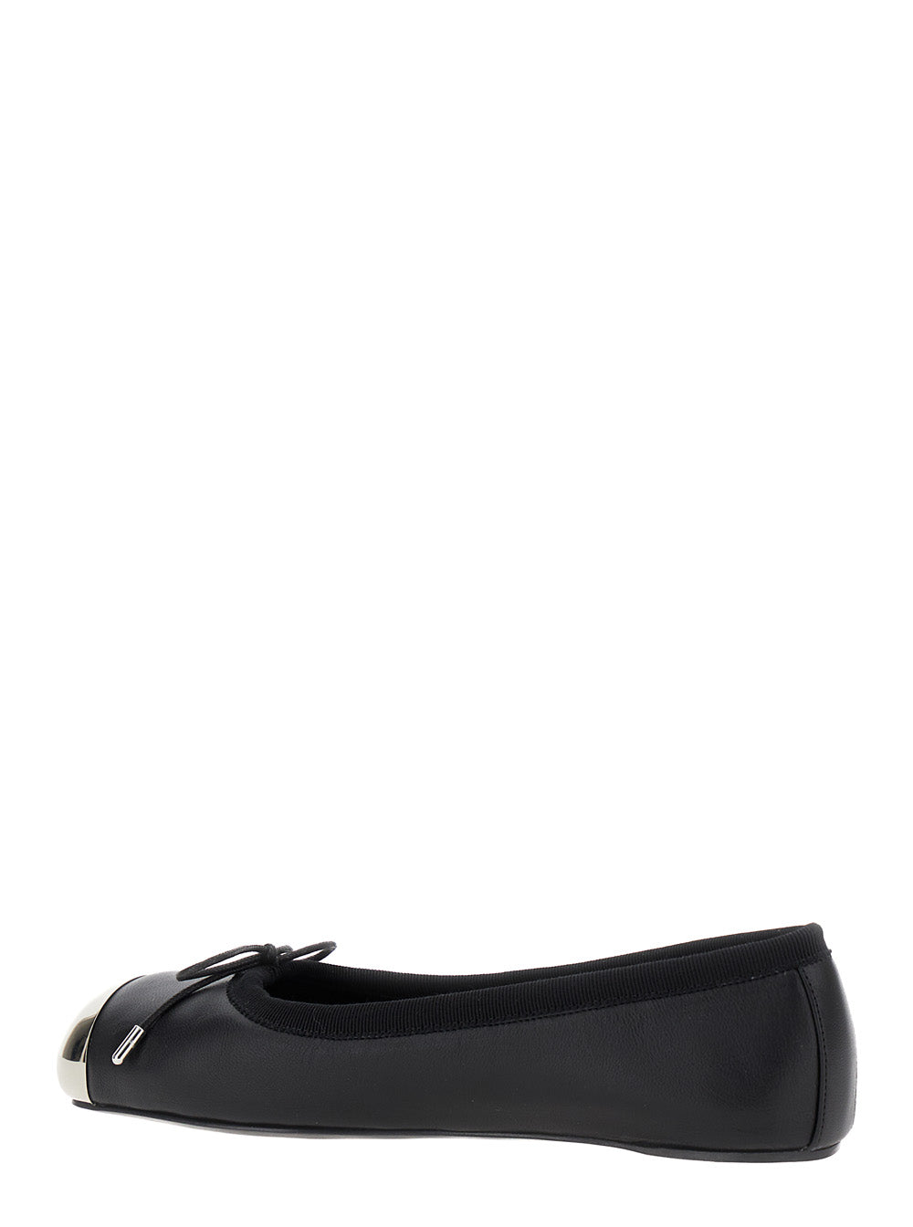Alexander Mcqueen Women Black Ballet Flats With Metallic Toe In Smooth Leather Woman ALEXANDER MCQUEEN