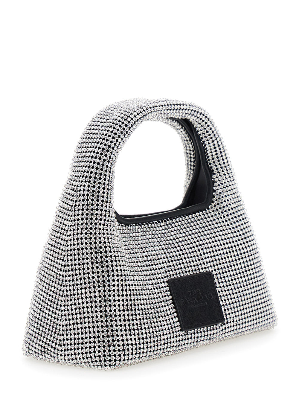 Marc Jacobs Women 'The Mini Sack' Metallic Handbag With Logo Patch On The Rear And All-Over Crystal Embellishments In Tech Fabric Woman