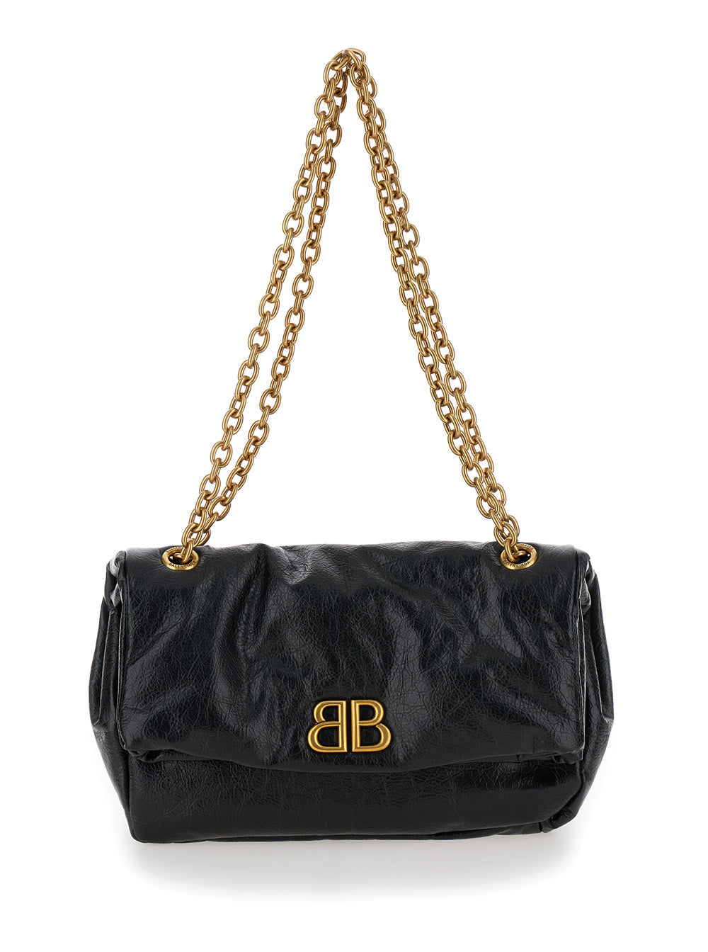 Balenciaga Women 'Monaco Chain' Black Shoulder Bag In Leather Woman BALENCIAGA