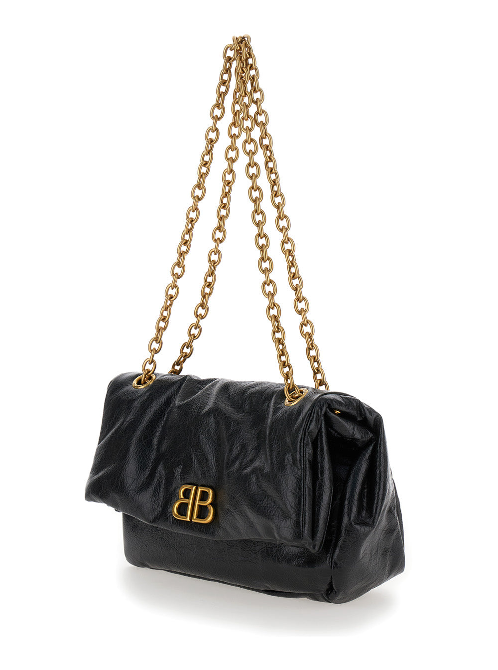 Balenciaga Women 'Monaco Chain' Black Shoulder Bag In Leather Woman BALENCIAGA