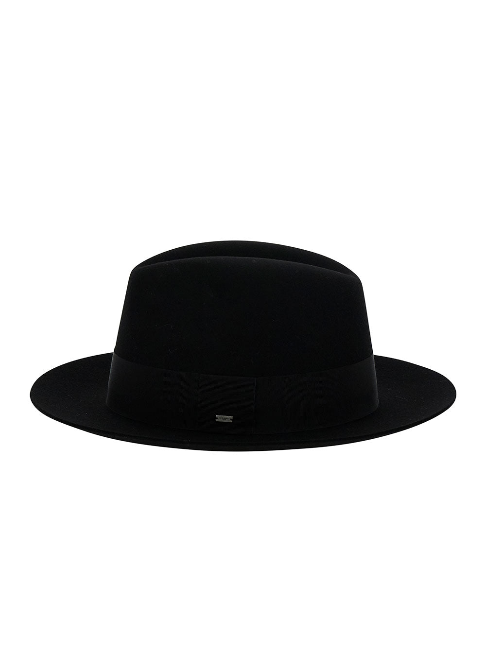 Saint Laurent Women Black Fedora Hat With Grosgrain Band In Wool Felt Woman SAINT LAURENT