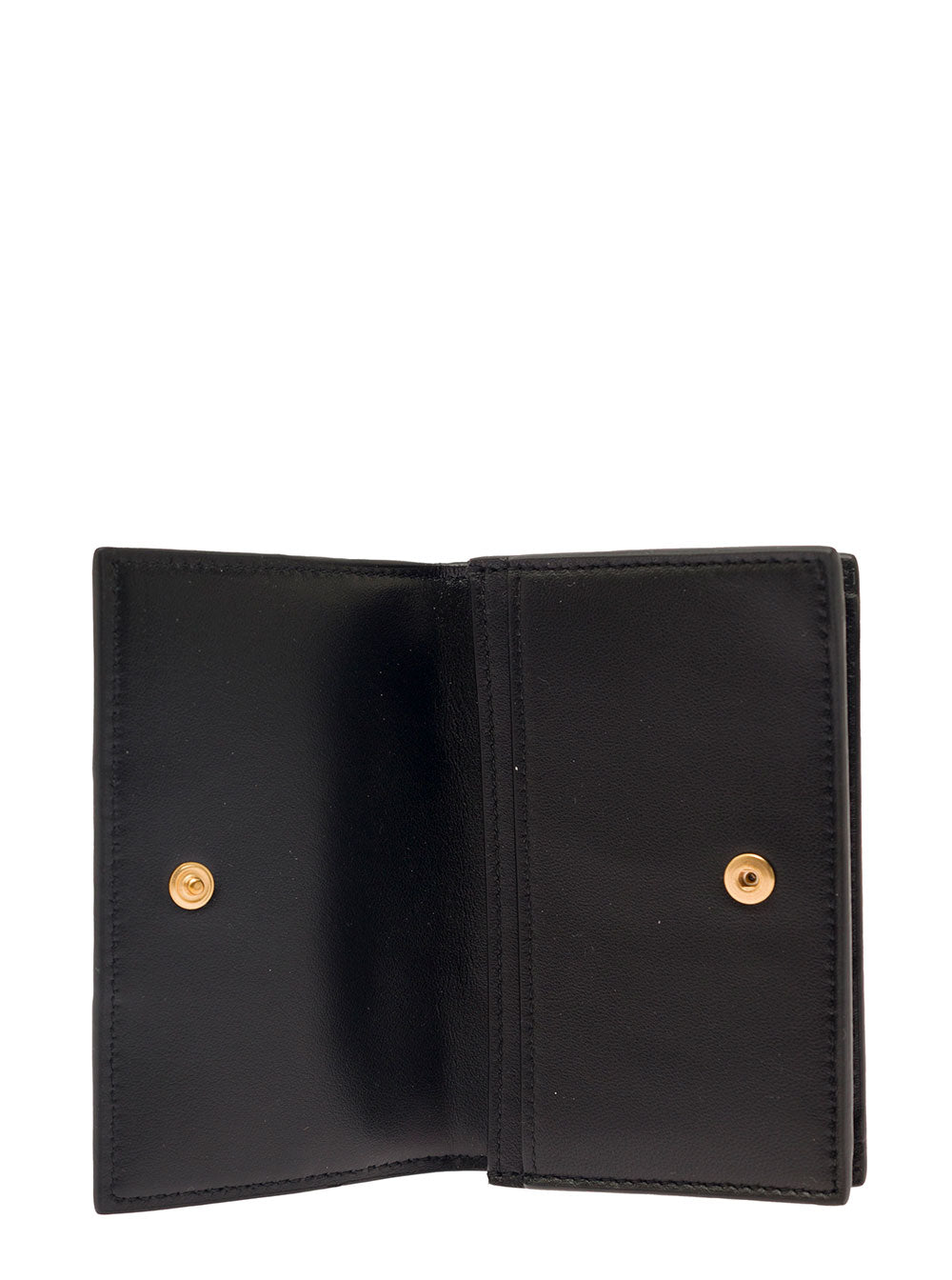 Bottega Veneta Women 'Cassette' Black Business Card Case In Intreccio Leather Woman BOTTEGA VENETA