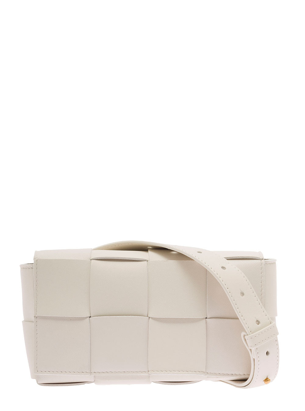 Bottega Veneta Women 'Casettte' Mini White Belt Bag With Intreccio Motif In Smooth Leather Woman BOTTEGA VENETA