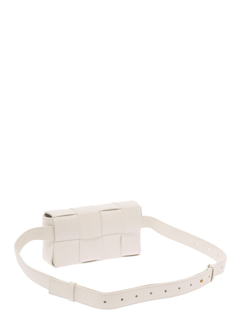 Bottega Veneta Women 'Casettte' Mini White Belt Bag With Intreccio Motif In Smooth Leather Woman BOTTEGA VENETA