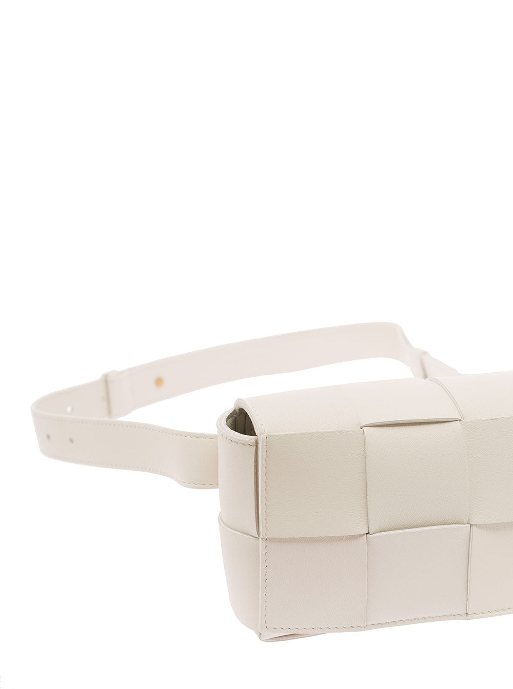 Bottega Veneta Women 'Casettte' Mini White Belt Bag With Intreccio Motif In Smooth Leather Woman BOTTEGA VENETA