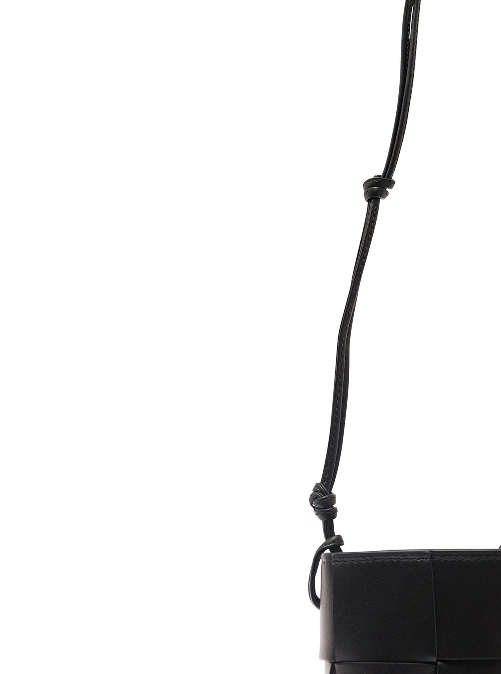 Bottega Veneta Women 'Phone Pouch' Black Shoulder Bag With Knot Details In Intreccio Nappa Leather Woman BOTTEGA VENETA
