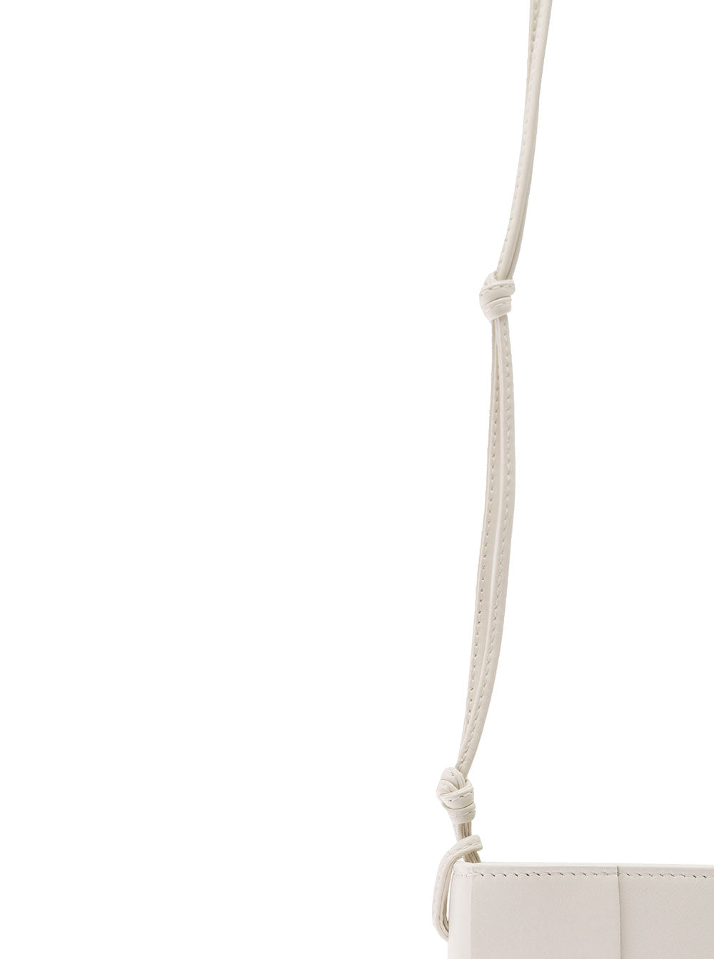 Bottega Veneta Women 'Phone Pouch' White Shoulder Bag With Knot Details In Intreccio Nappa Leather Woman BOTTEGA VENETA
