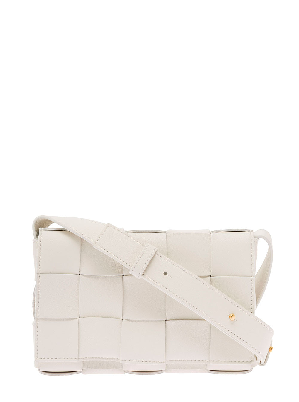 Bottega Veneta Women 'Small Cassette'  White Crossbody Bag In Intreccio Nappa Leather Woman Bottega Veneta BOTTEGA VENETA