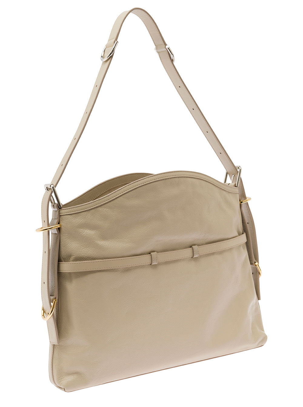 Givenchy Women 'Voyou' Beige Shoulder Bag With Embossed Logo In Smooth Leather Woman GIVENCHY