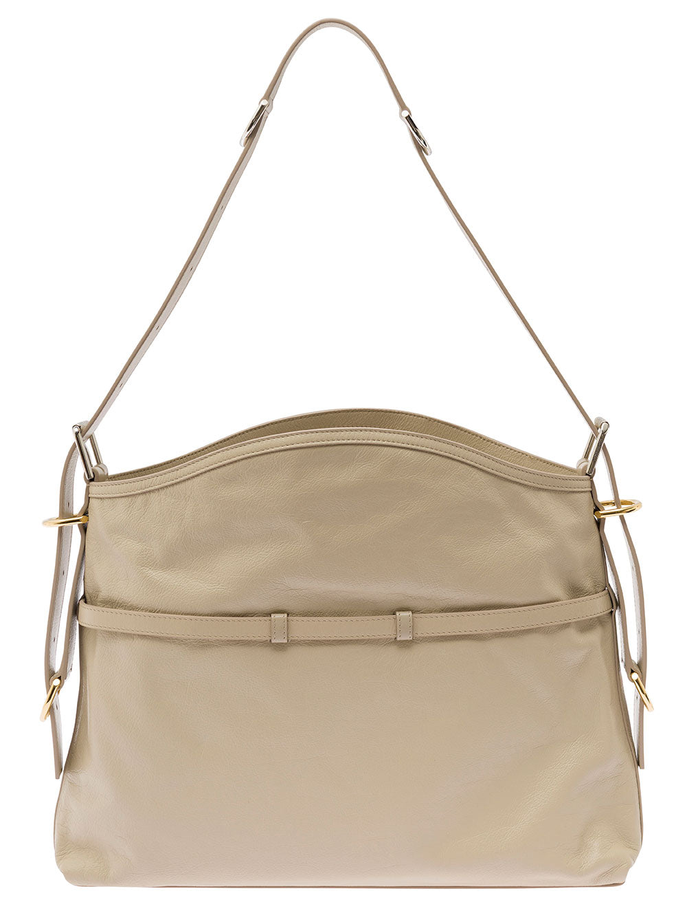 Givenchy Women 'Voyou' Beige Shoulder Bag With Embossed Logo In Smooth Leather Woman GIVENCHY