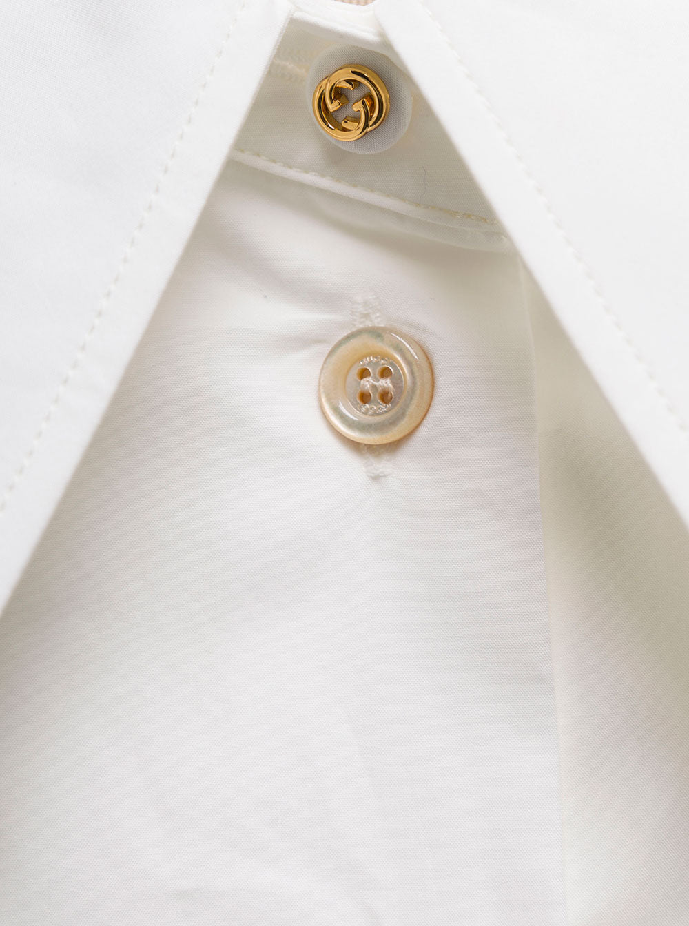 Gucci Women White Shirt With Oversized Pointed Collar And Logo Detail In Cotton Woman GUCCI