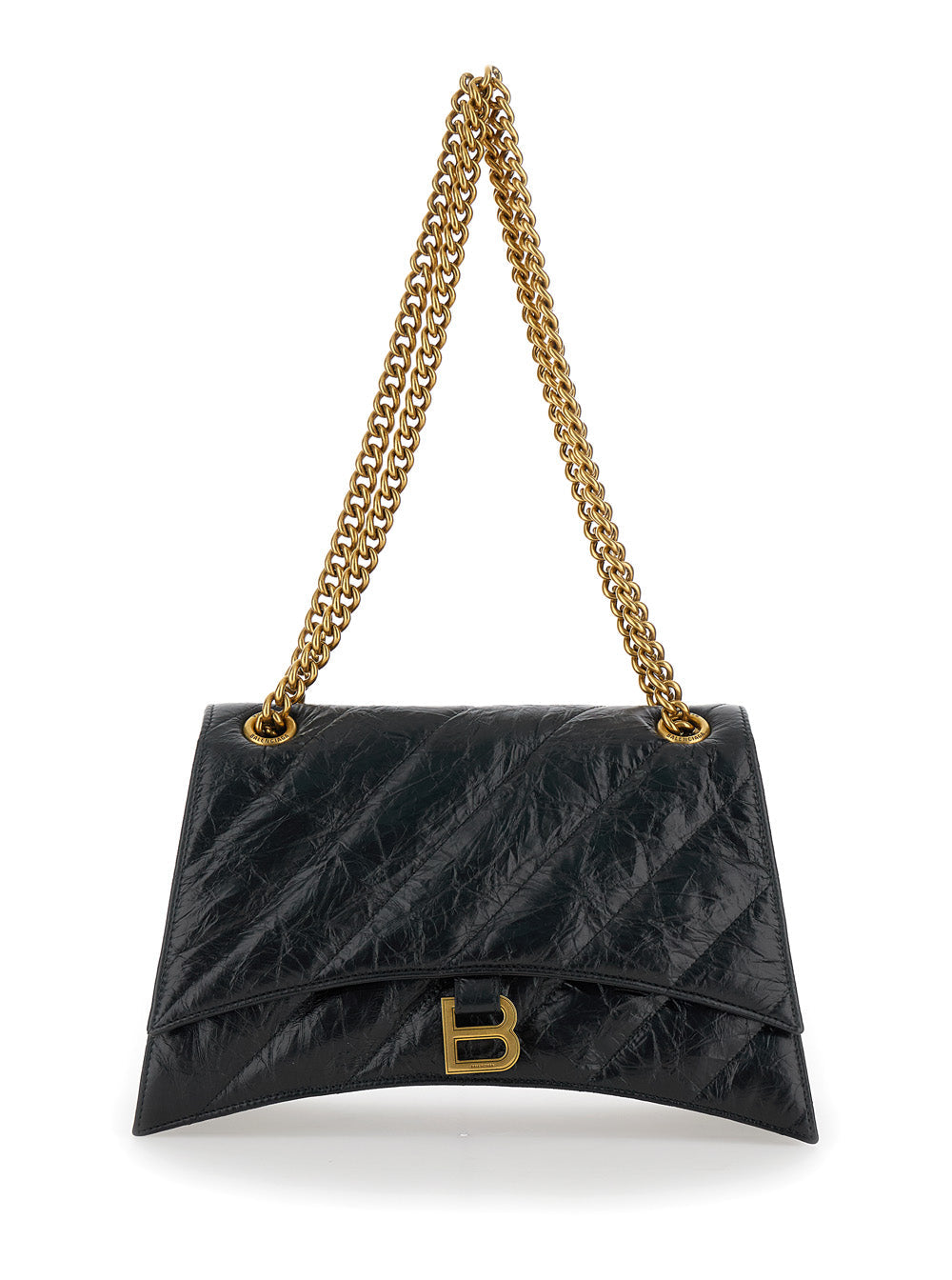Balenciaga Women 'Crush M' Black Crossbody Bag With B Logo In Crush Quilted Leather Woman BALENCIAGA