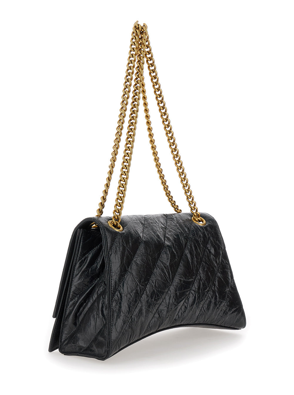 Balenciaga Women 'Crush M' Black Crossbody Bag With B Logo In Crush Quilted Leather Woman BALENCIAGA