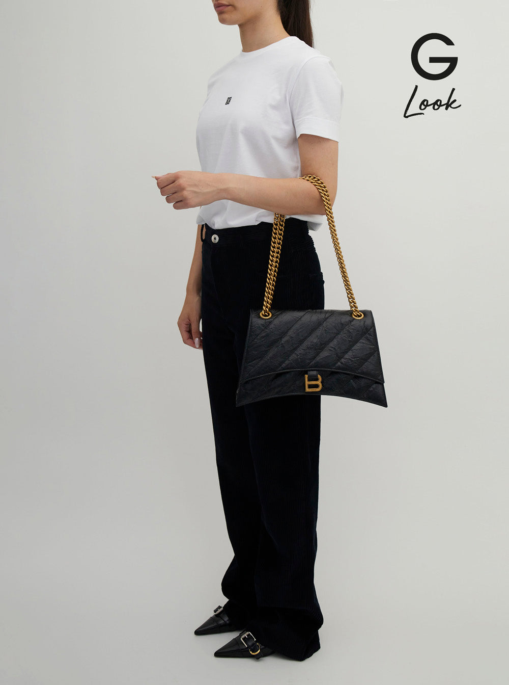 Balenciaga Women 'Crush M' Black Crossbody Bag With B Logo In Crush Quilted Leather Woman BALENCIAGA