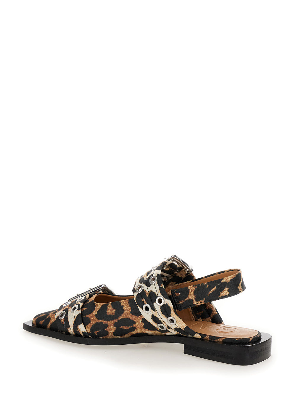 Ganni Women Multicolor Ballet Shoes With Double Buckle And All-Over Leopard Print In Tech Fabric Woman GANNI