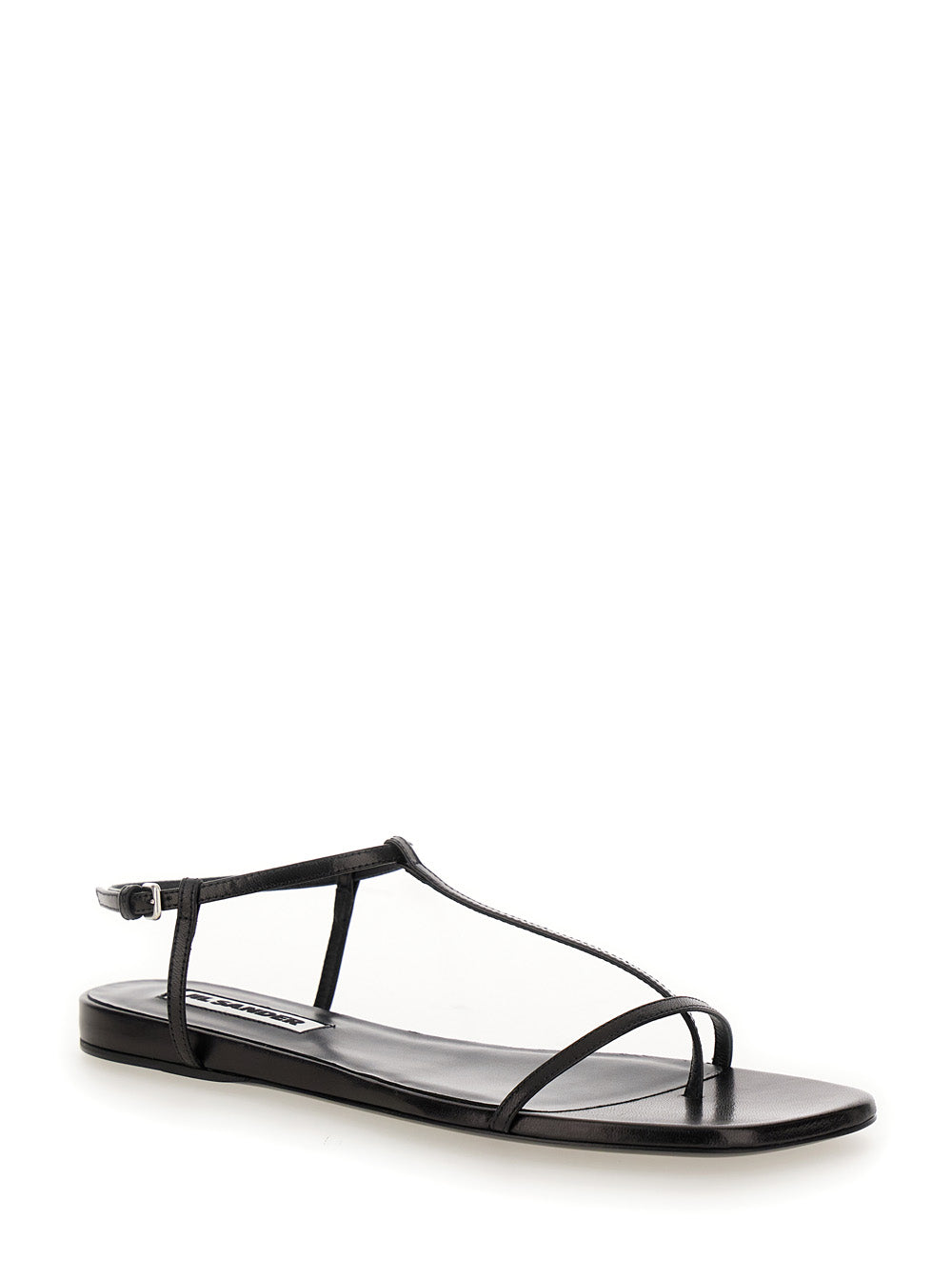 Jil Sander Women Black Sandals With Ankle Buckle Closure In Leather Woman JIL SANDER