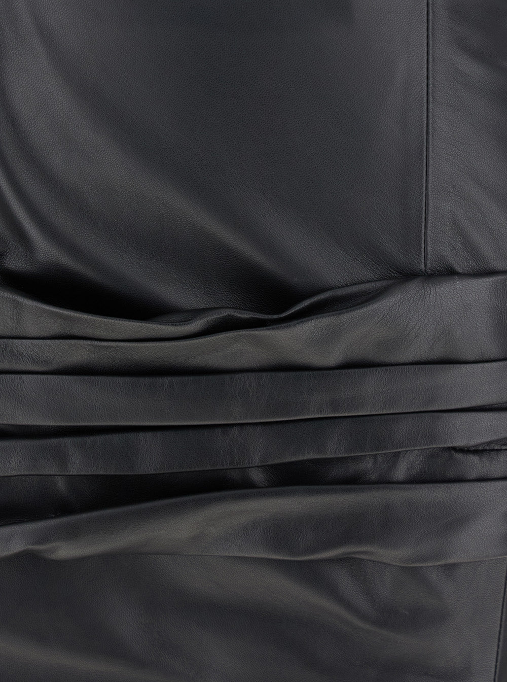 The Attico Women Black Sleeveless Off-Shoulder Midi Dress With Front Single Slit And Ruched Waist In Leather Woman THE ATTICO